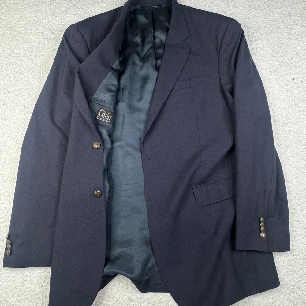 Jos A Bank Navy Blue Wool Blazer Jacket Men's 48XL‎ Gold Button
